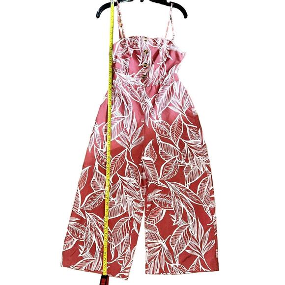 NWOT Favlux Women's Small Burnt Orange w/ White Leaf Open Back Jumpsuit - Picture 6 of 6